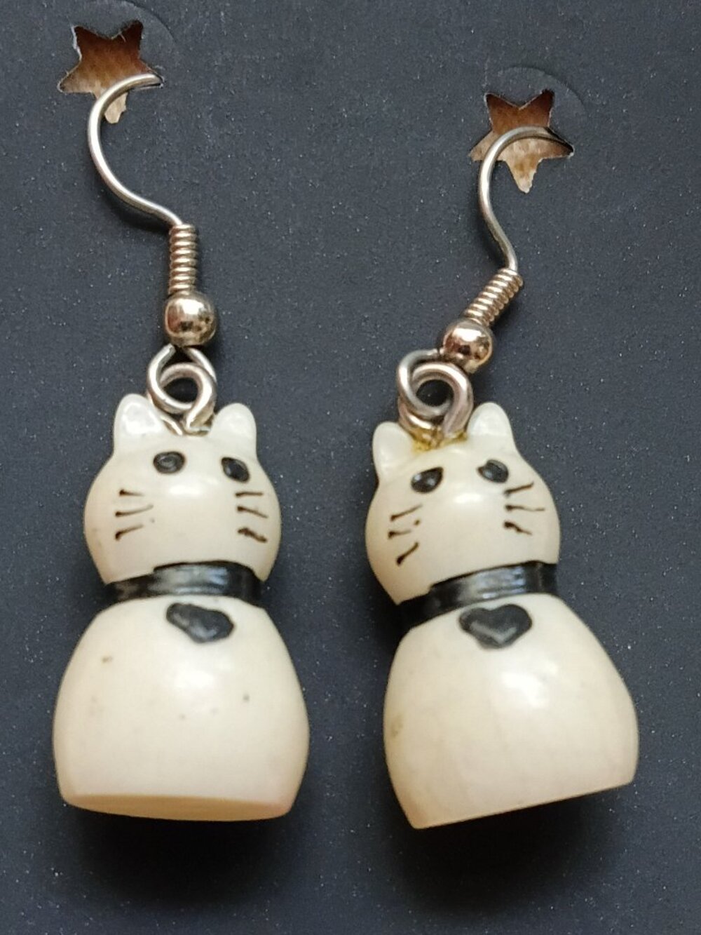 White Cat Dangle Earrings